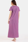 Zivame Desi Drama Knit Cotton Full Length Nightdress - Begonia Pink — thumbnail 4